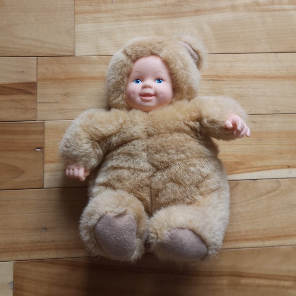 VINTAGE 1997 Anne Geddes Baby Tan Teddy Bear Doll Plush
